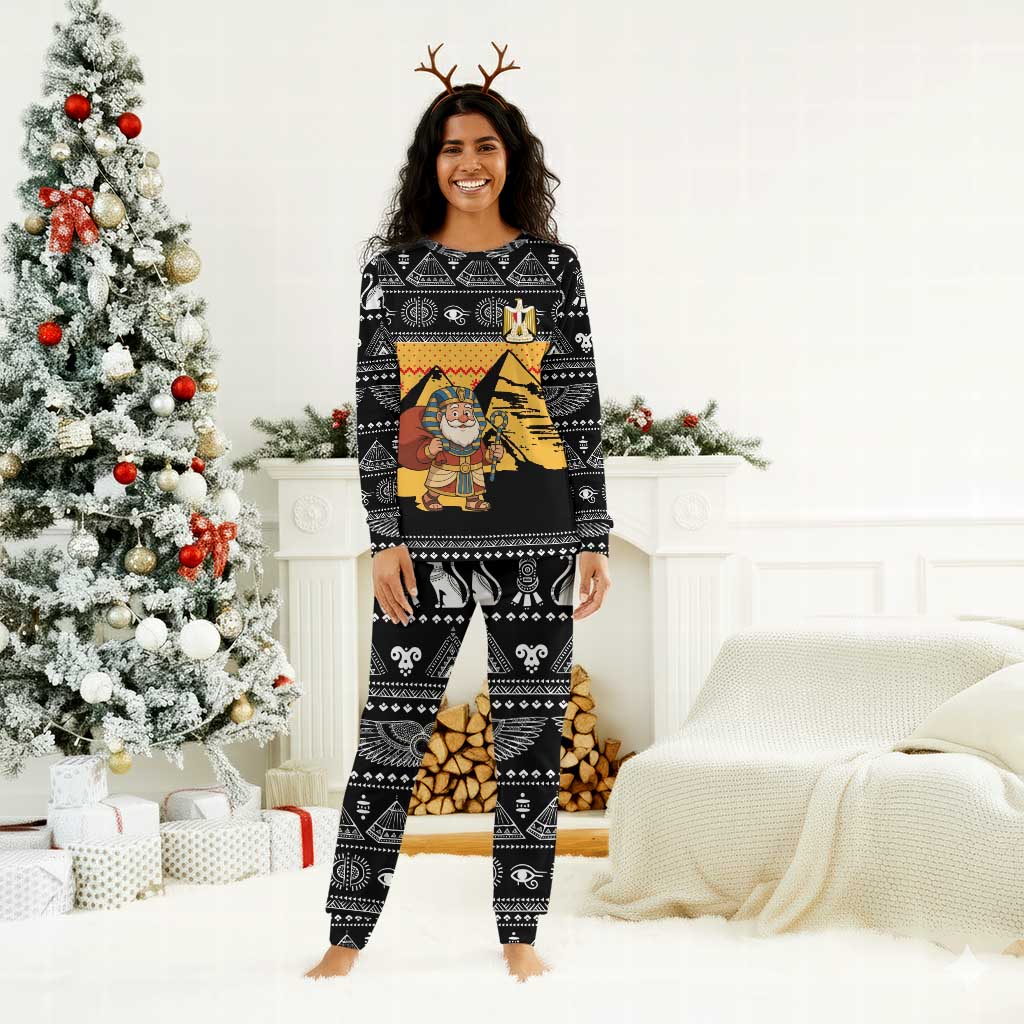 Egypt Christmas Pajama Set Pharaoh Santa Pyramids Eye of Horus and Ancient Egyptian - African Pride