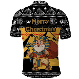 Egypt Christmas Polo Shirt Pharaoh Santa Pyramids Eye of Horus and Ancient Egyptian - African Pride