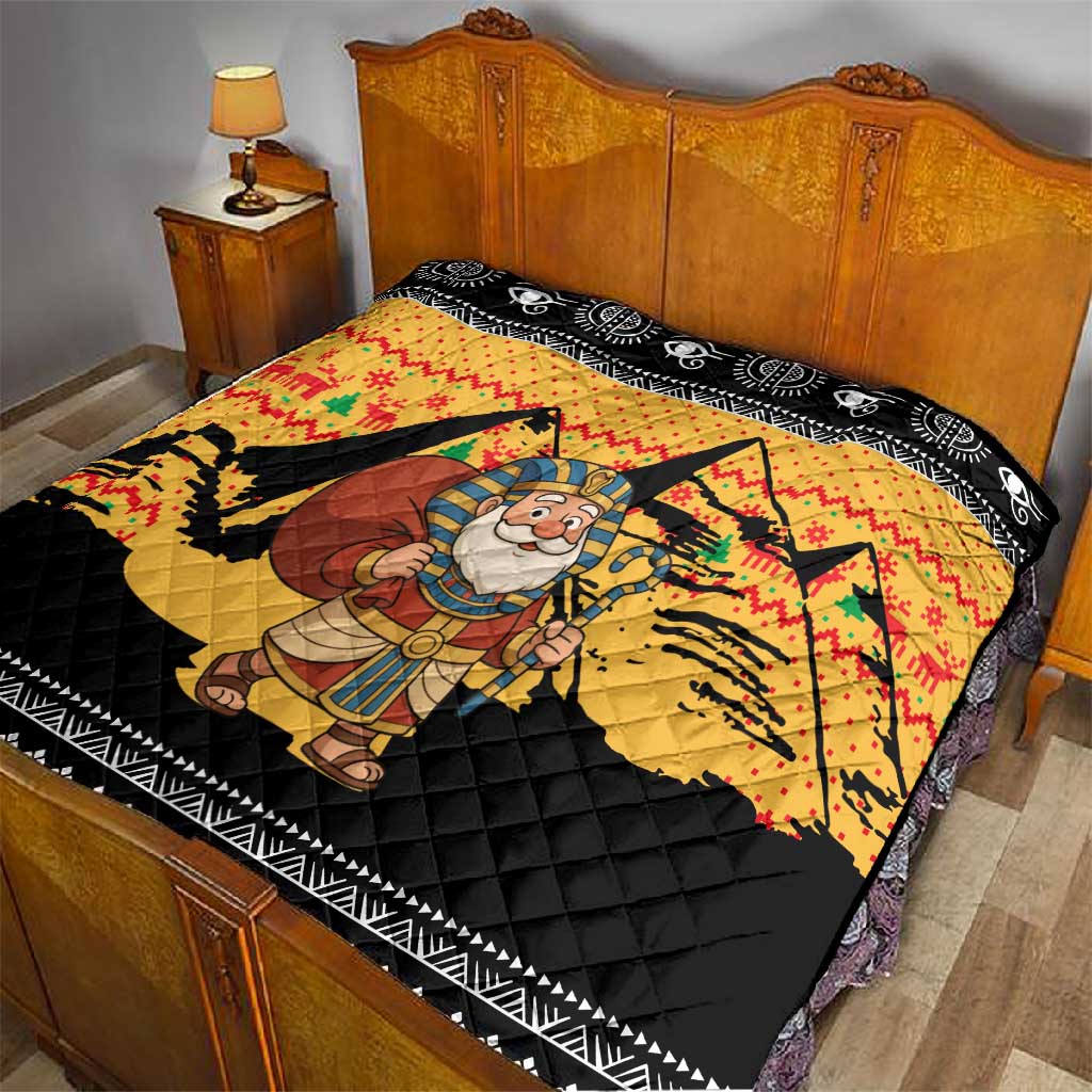 Egypt Christmas Quilt Pharaoh Santa Pyramids Eye of Horus and Ancient Egyptian - African Pride