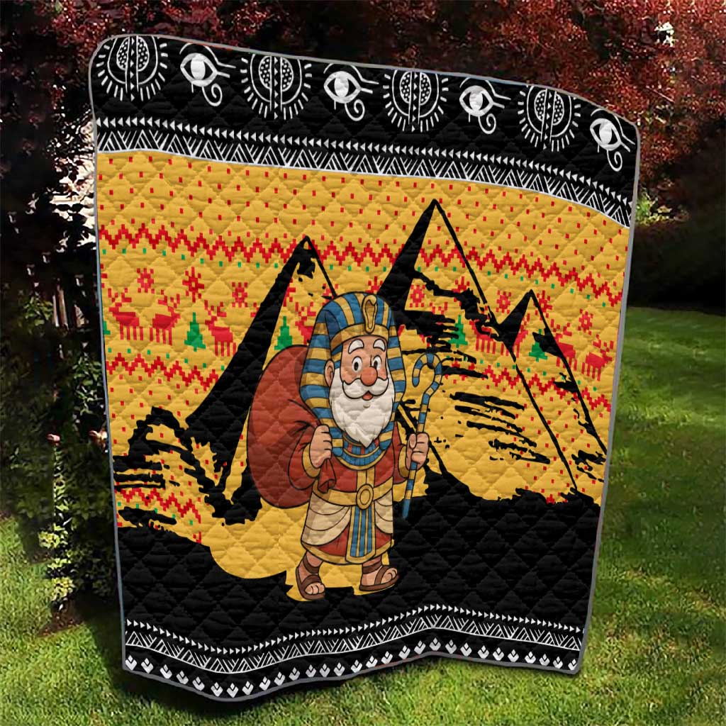 Egypt Christmas Quilt Pharaoh Santa Pyramids Eye of Horus and Ancient Egyptian - African Pride