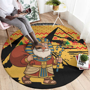 Egypt Christmas Round Carpet Pharaoh Santa Pyramids Eye of Horus and Ancient Egyptian - African Pride