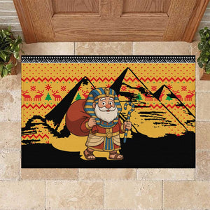 Egypt Christmas Rubber Doormat Pharaoh Santa Pyramids Eye of Horus and Ancient Egyptian - African Pride