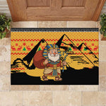 Egypt Christmas Rubber Doormat Pharaoh Santa Pyramids Eye of Horus and Ancient Egyptian - African Pride