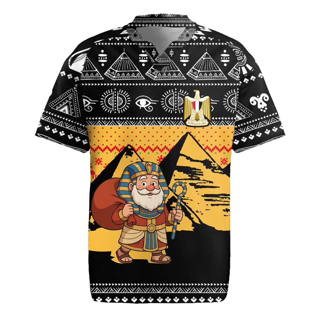 Egypt Christmas Rugby Jersey Pharaoh Santa Pyramids Eye of Horus and Ancient Egyptian - African Pride