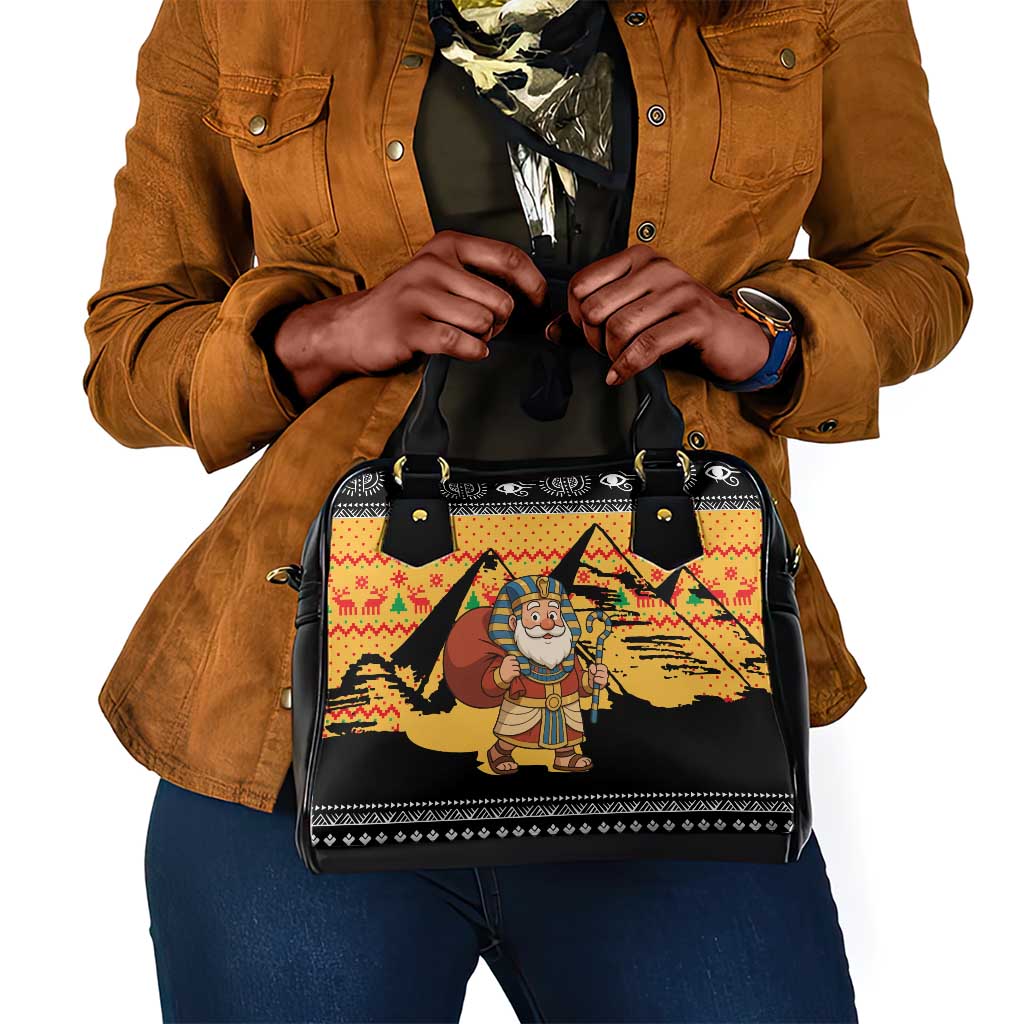 Egypt Christmas Shoulder Handbag Pharaoh Santa Pyramids Eye of Horus and Ancient Egyptian - African Pride