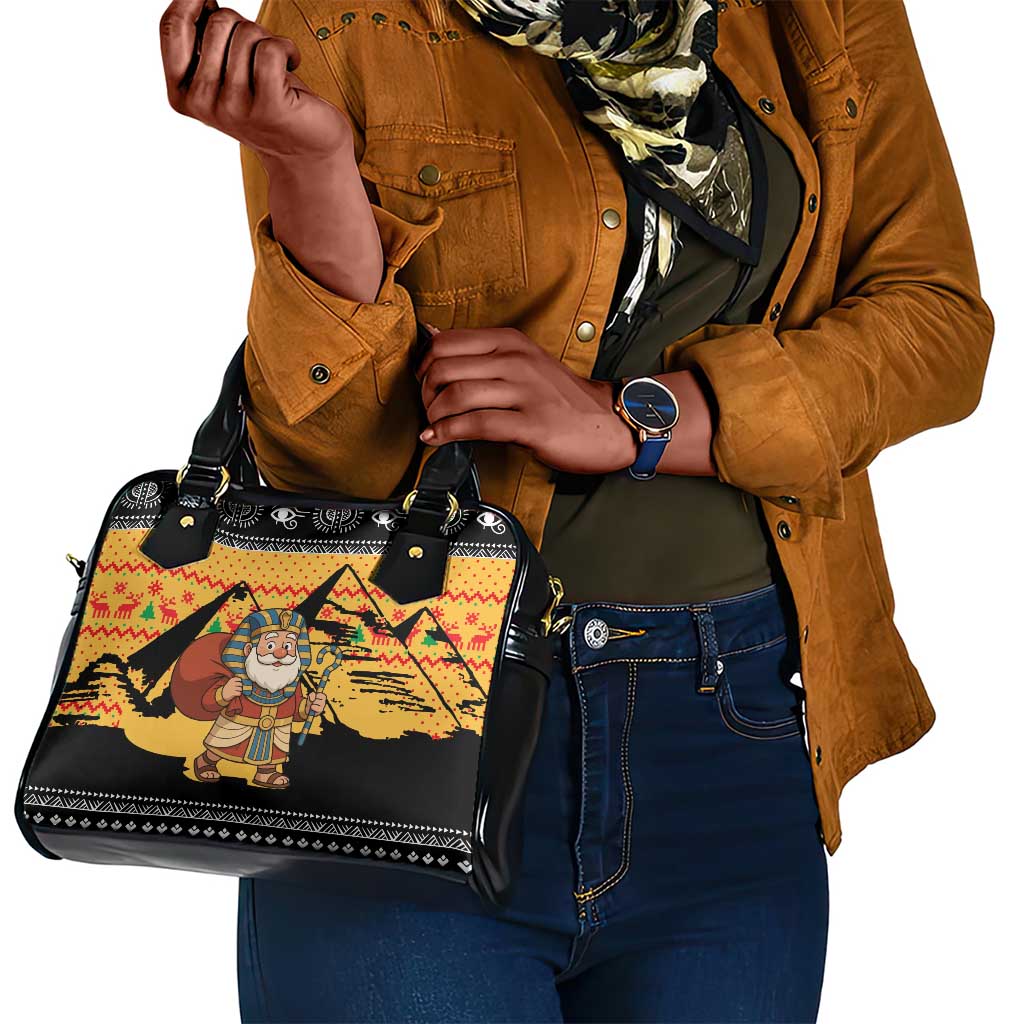 Egypt Christmas Shoulder Handbag Pharaoh Santa Pyramids Eye of Horus and Ancient Egyptian - African Pride