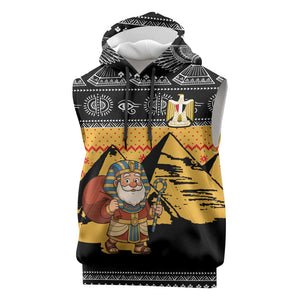 Egypt Christmas Sleeveless Hoodie Pharaoh Santa Pyramids Eye of Horus and Ancient Egyptian - African Pride