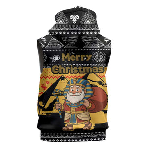 Egypt Christmas Sleeveless Hoodie Pharaoh Santa Pyramids Eye of Horus and Ancient Egyptian - African Pride