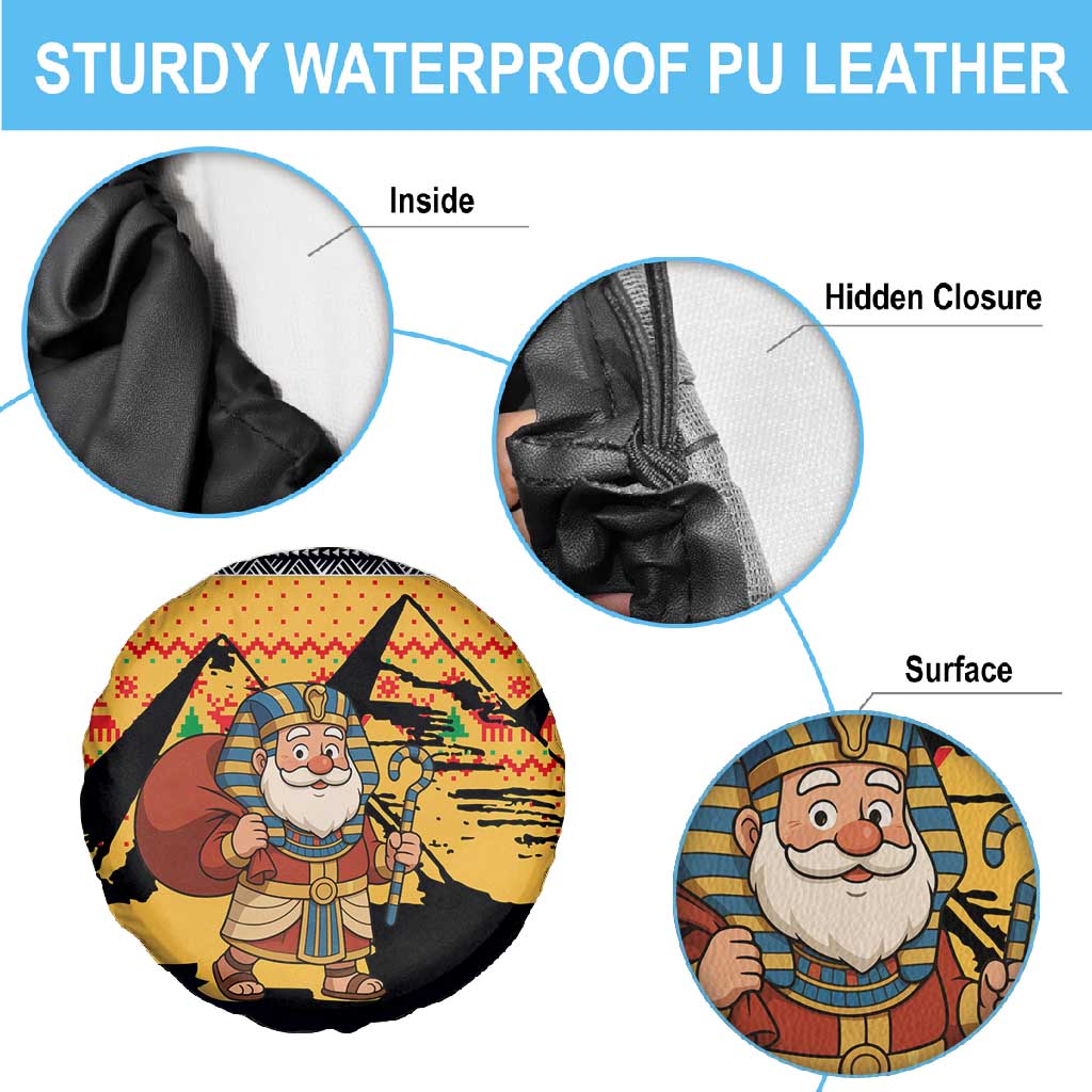 Egypt Christmas Spare Tire Cover Pharaoh Santa Pyramids Eye of Horus and Ancient Egyptian - African Pride