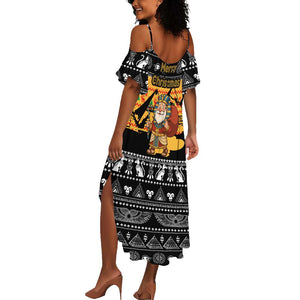 Egypt Christmas Summer Maxi Dress Pharaoh Santa Pyramids Eye of Horus and Ancient Egyptian - African Pride