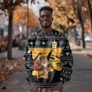 Egypt Christmas Sweatshirt Pharaoh Santa Pyramids Eye of Horus and Ancient Egyptian - African Pride
