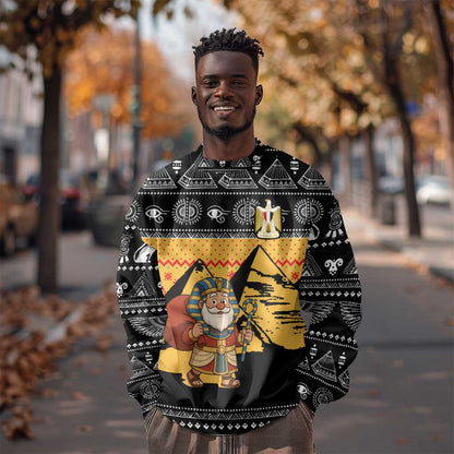 Egypt Christmas Sweatshirt Pharaoh Santa Pyramids Eye of Horus and Ancient Egyptian - African Pride