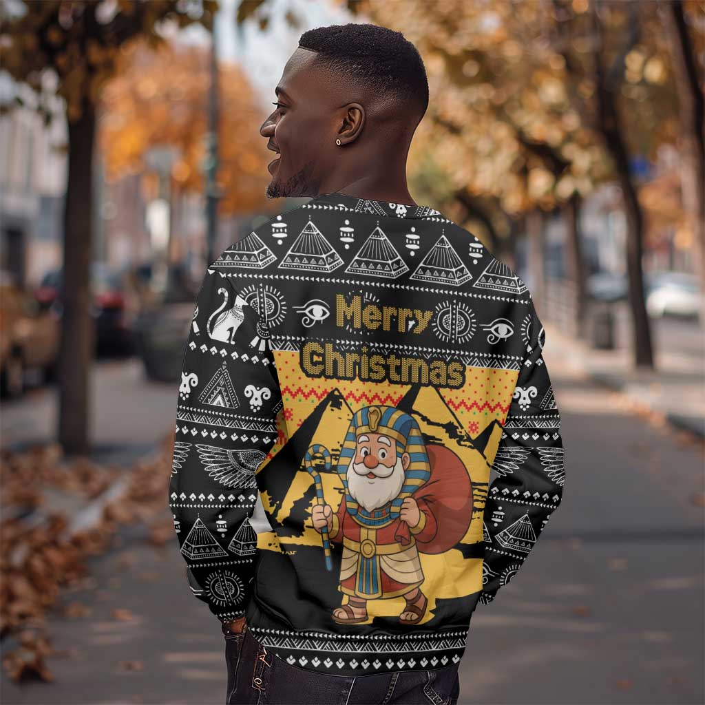 Egypt Christmas Sweatshirt Pharaoh Santa Pyramids Eye of Horus and Ancient Egyptian - African Pride