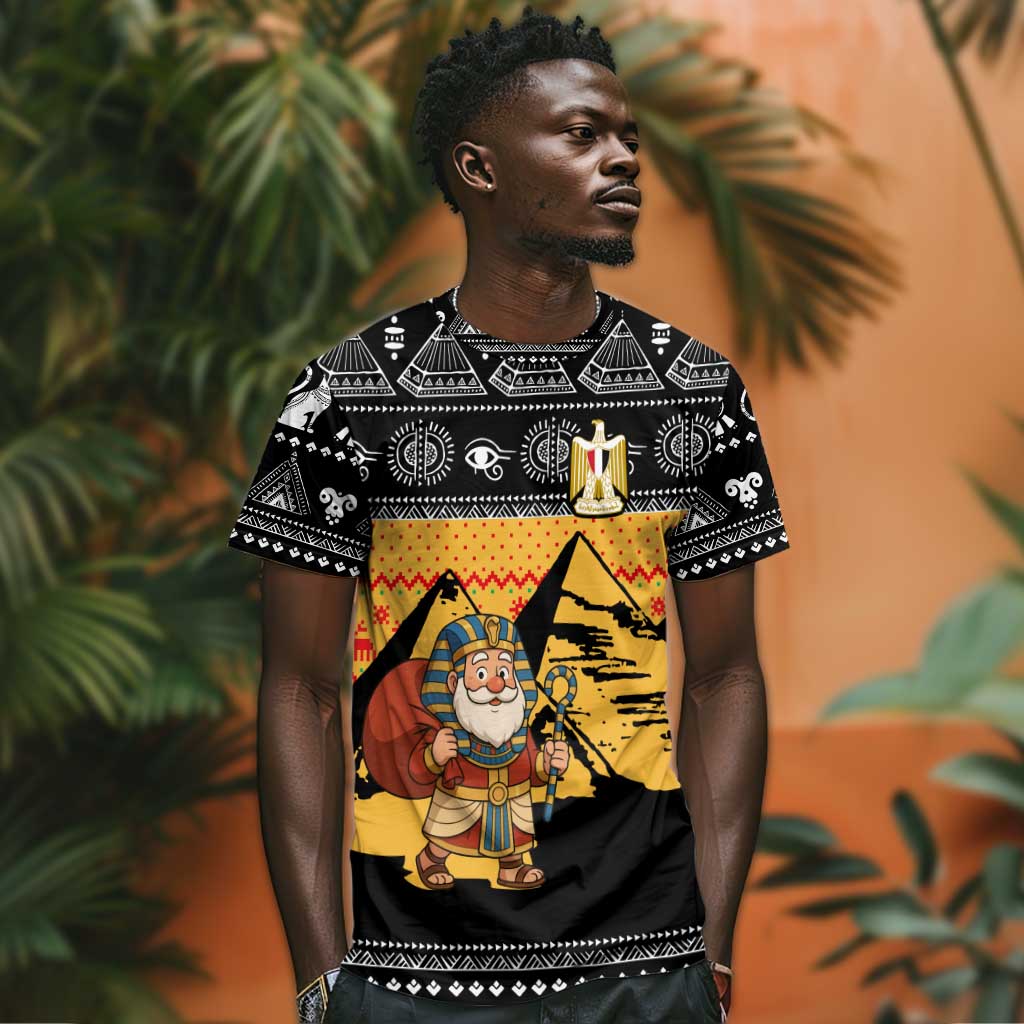 Egypt Christmas T shirt Pharaoh Santa Pyramids Eye of Horus and Ancient Egyptian - African Pride