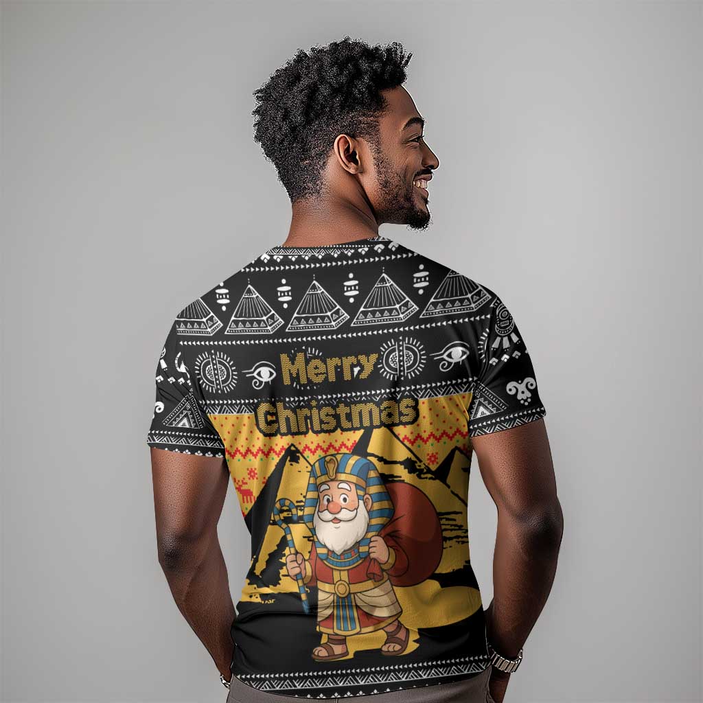 Egypt Christmas T shirt Pharaoh Santa Pyramids Eye of Horus and Ancient Egyptian - African Pride