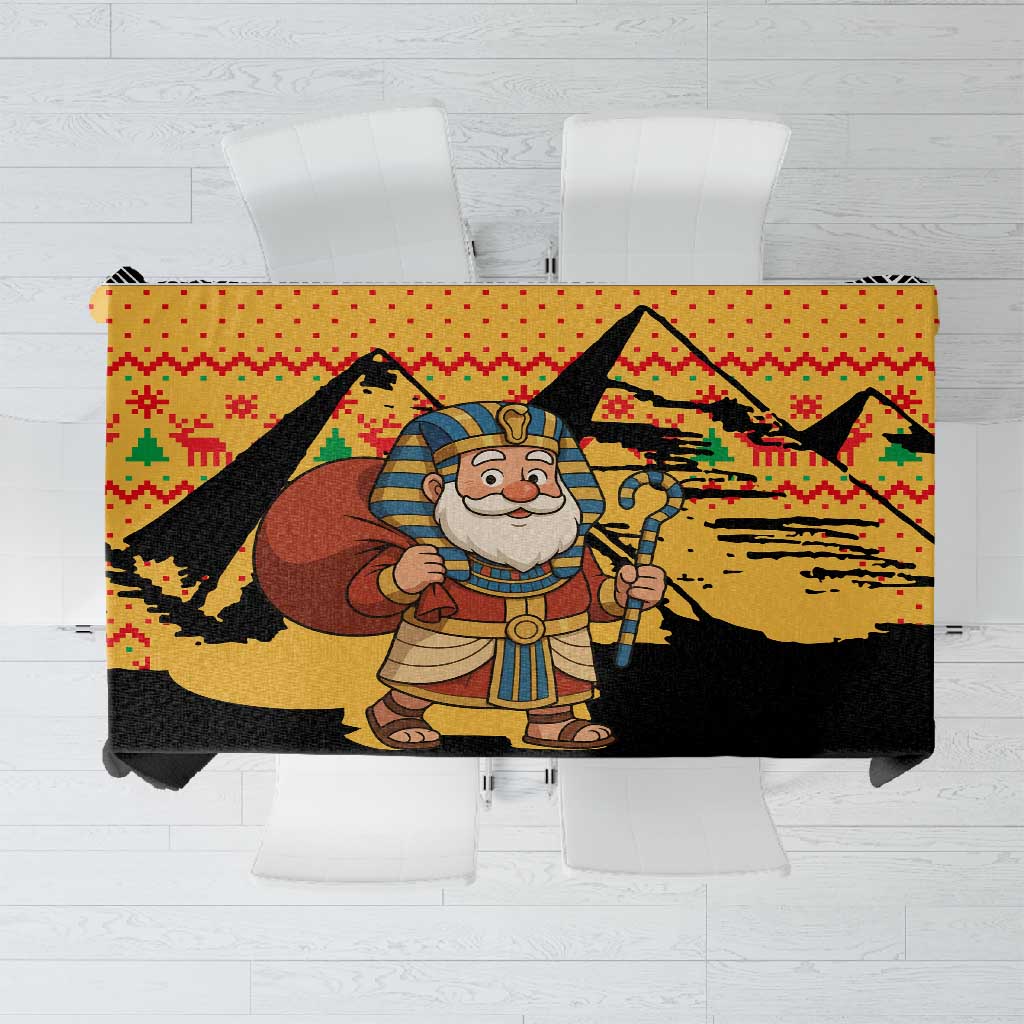 Egypt Christmas Tablecloth Pharaoh Santa Pyramids Eye of Horus and Ancient Egyptian - African Pride