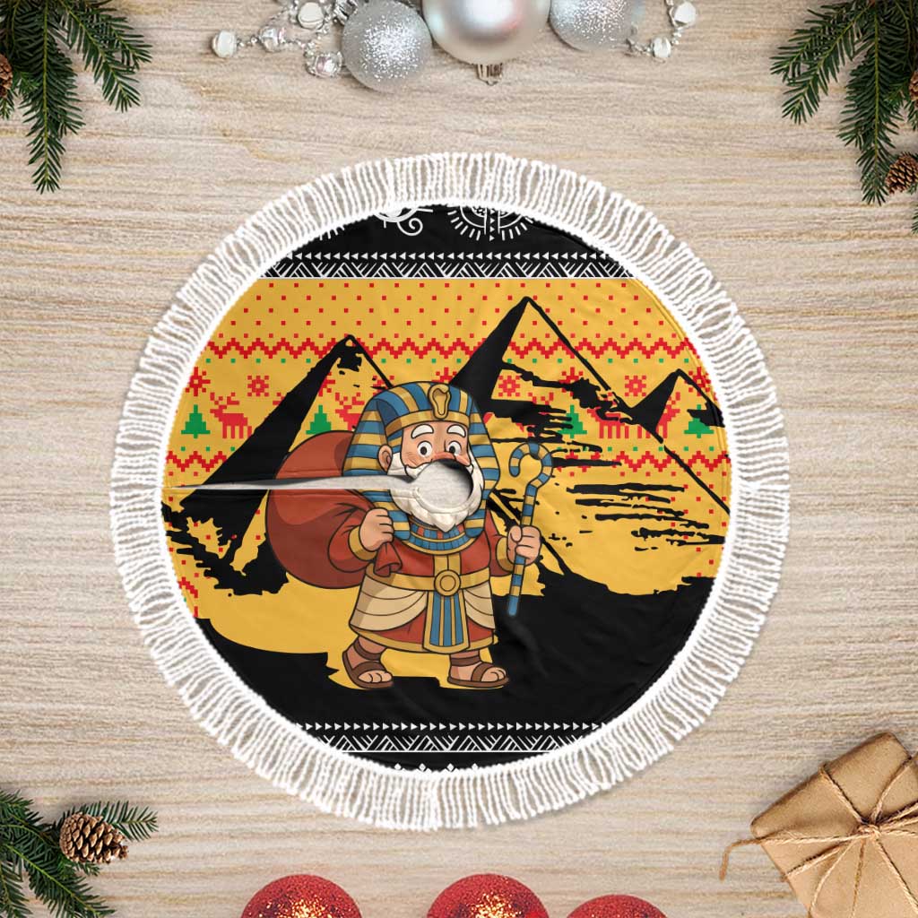 Egypt Christmas Tree Skirt Pharaoh Santa Pyramids Eye of Horus and Ancient Egyptian - African Pride