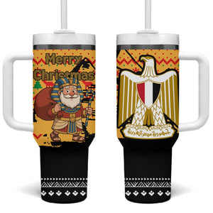 Egypt Christmas Tumbler With Handle Pharaoh Santa Pyramids Eye of Horus and Ancient Egyptian - African Pride