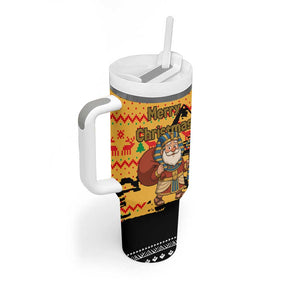 Egypt Christmas Tumbler With Handle Pharaoh Santa Pyramids Eye of Horus and Ancient Egyptian - African Pride