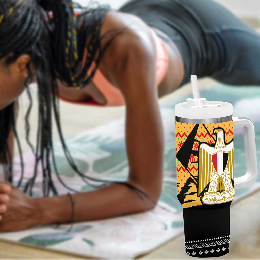 Egypt Christmas Tumbler With Handle Pharaoh Santa Pyramids Eye of Horus and Ancient Egyptian - African Pride