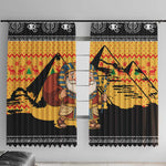 Egypt Christmas Window Curtain Pharaoh Santa Pyramids Eye of Horus and Ancient Egyptian - African Pride
