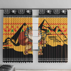 Egypt Christmas Window Curtain Pharaoh Santa Pyramids Eye of Horus and Ancient Egyptian - African Pride