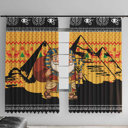 Egypt Christmas Window Curtain Pharaoh Santa Pyramids Eye of Horus and Ancient Egyptian - African Pride