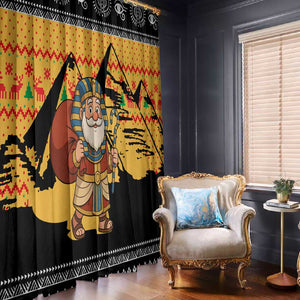 Egypt Christmas Window Curtain Pharaoh Santa Pyramids Eye of Horus and Ancient Egyptian - African Pride