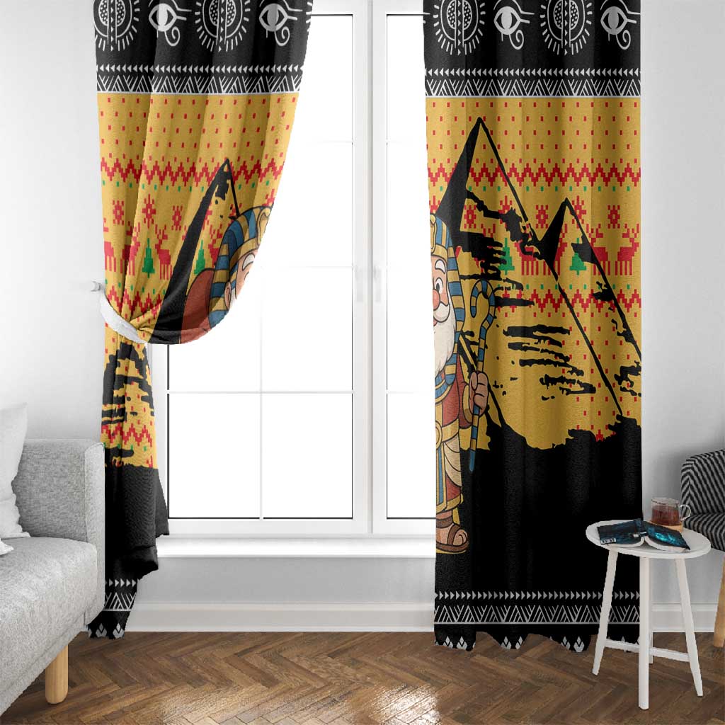 Egypt Christmas Window Curtain Pharaoh Santa Pyramids Eye of Horus and Ancient Egyptian - African Pride