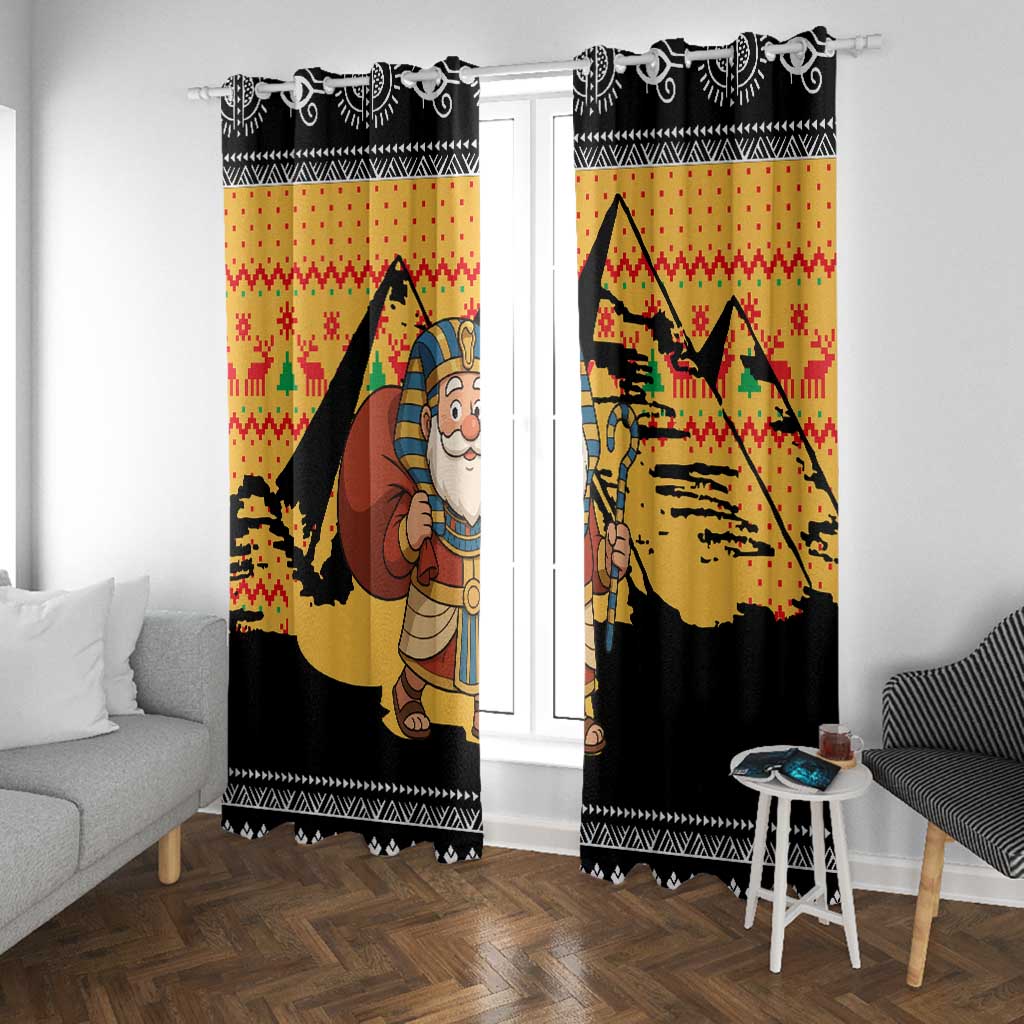 Egypt Christmas Window Curtain Pharaoh Santa Pyramids Eye of Horus and Ancient Egyptian - African Pride