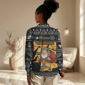 Egypt Christmas Women Casual Shirt Pharaoh Santa Pyramids Eye of Horus and Ancient Egyptian - African Pride