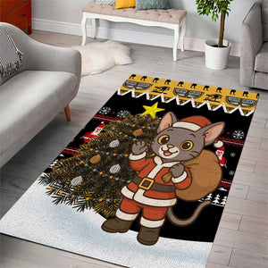 Egypt Christmas Area Rug Santa Cat Sleigh Reindeer Christmas Tree and Ancient Hieroglyphic - African Pride