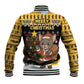 Egypt Christmas Baseball Jacket Santa Cat Sleigh Reindeer Christmas Tree and Ancient Hieroglyphic - African Pride