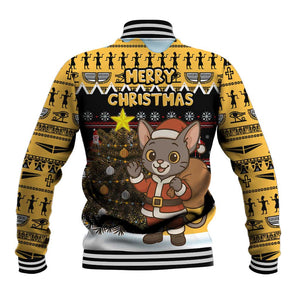 Egypt Christmas Baseball Jacket Santa Cat Sleigh Reindeer Christmas Tree and Ancient Hieroglyphic - African Pride
