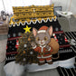 Egypt Christmas Bedding Set Santa Cat Sleigh Reindeer Christmas Tree and Ancient Hieroglyphic - African Pride