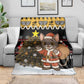 Egypt Christmas Blanket Santa Cat Sleigh Reindeer Christmas Tree and Ancient Hieroglyphic - African Pride