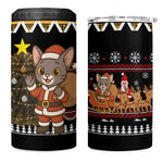 Egypt Christmas 4 in 1 Can Cooler Tumbler Santa Cat Sleigh Reindeer Christmas Tree and Ancient Hieroglyphic - African Pride