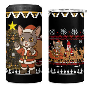 Egypt Christmas 4 in 1 Can Cooler Tumbler Santa Cat Sleigh Reindeer Christmas Tree and Ancient Hieroglyphic - African Pride