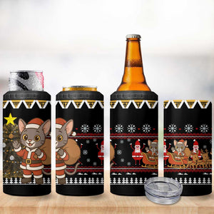 Egypt Christmas 4 in 1 Can Cooler Tumbler Santa Cat Sleigh Reindeer Christmas Tree and Ancient Hieroglyphic - African Pride