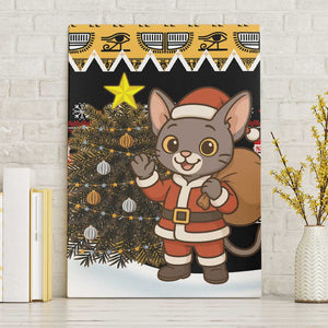 Egypt Christmas Canvas Wall Art Santa Cat Sleigh Reindeer Christmas Tree and Ancient Hieroglyphic - African Pride