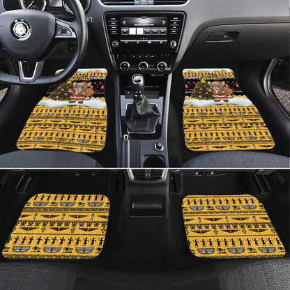 Egypt Christmas Car Mats Santa Cat Sleigh Reindeer Christmas Tree and Ancient Hieroglyphic - African Pride