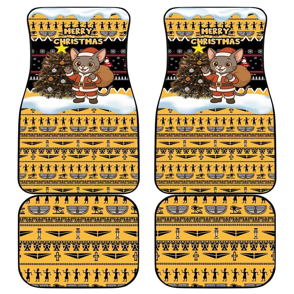 Egypt Christmas Car Mats Santa Cat Sleigh Reindeer Christmas Tree and Ancient Hieroglyphic - African Pride