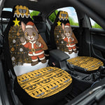Egypt Christmas Car Seat Cover Santa Cat Sleigh Reindeer Christmas Tree and Ancient Hieroglyphic - African Pride