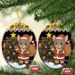Egypt Christmas Ceramic Ornament Santa Cat Sleigh Reindeer Christmas Tree and Ancient Hieroglyphic - African Pride