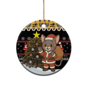 Egypt Christmas Ceramic Ornament Santa Cat Sleigh Reindeer Christmas Tree and Ancient Hieroglyphic - African Pride