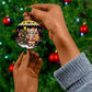 Egypt Christmas Ceramic Ornament Santa Cat Sleigh Reindeer Christmas Tree and Ancient Hieroglyphic - African Pride