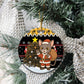 Egypt Christmas Ceramic Ornament Santa Cat Sleigh Reindeer Christmas Tree and Ancient Hieroglyphic - African Pride