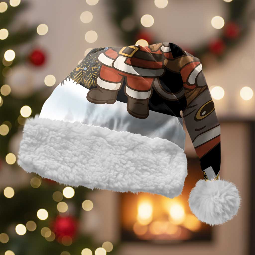 Egypt Christmas Santa Hat Santa Cat Sleigh Reindeer Christmas Tree and Ancient Hieroglyphic - African Pride