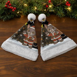 Egypt Christmas Santa Hat Santa Cat Sleigh Reindeer Christmas Tree and Ancient Hieroglyphic - African Pride