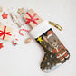 Egypt Christmas Stocking Santa Cat Sleigh Reindeer Christmas Tree and Ancient Hieroglyphic - African Pride